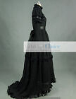 Black Victorian Edwardian Gothic Penny Dreadful Dress Steampunk Theater Wear 353