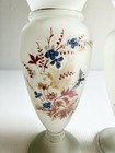Matching Pair Victorian Hand Painted Bristol Glass Vases Satin Floral Butterfly