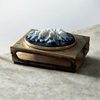 My Estate Sale Vintage Brass Match Box Holder Black White Cameo Relief Mid Mod