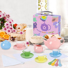 Porcelain Tea Party Set For Little Girls  22 Pcs Princess Tea Time Toy 