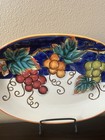 Oval Ceramic Tuscan Grapes Platter Serving Tray 14 5    Glossy Glaze