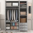 Wooden Wardrobe Freestanding Armoire Closet 3 Drawers Storage Cabinet Organizer