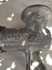 Antique Enterprise 10 Large Cast Iron Meat Grinder Tinned Wood Handle Primitive 