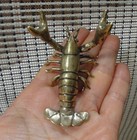 Solid Brass Crawfish Figurine Pen Rest Holder Stand Statue Home Decor