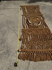 Vintage Huge 1970s Macrame Tapestry Large Wall Hanging Boho With Horns   Beads