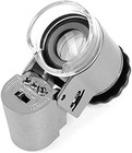 50x Pocket Microscope Jewelers Loupe Magnifier Led Uv Light Coin Gem Stamp