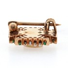 Alpha Tau Omega Fraternity Badge 14k Yellow Gold Emeralds Antique Ato Pin