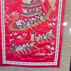 Vintage Chinese Silk Tapestry Framed Red Festival Procession 14x27 Asian Decor