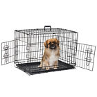 Foldable Pet Cat Cage Kennel Metal Dog Crate W double-door  tray For Medium Dog