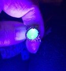Silver Vaseline Uranium Glass Ring Size 9 5