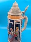 Vintage German Beer Stein- Wonderful Tavern Scene Pewter Lid Made In Germany