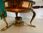 Vintage Brass   Copper Chafing Dish 6pc Set Wood Handles Serving Warmer