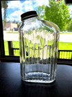 Vintage Ribbed Glass Water Refrigerator Bottle Red Lid  Sl  Cadmium Orange Glow