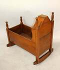 Antique American Oak Child   s Covered Rocking Cradle Bassinet