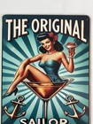 Sailor Jerry Metal Tin Sign Tiki Bar Wall Art 12  X 8  Blue Hula Girl New