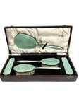 1930 Sterling Silver And Guilloche Enamel Vanity Set