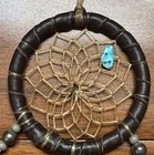 Navajo Dream Catcher Buckskin Leather Feathers 2x7    Authentic By Hellen Chavez
