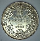 1928 Canada Silver 25 Cents Circulated Quarter Almost Uncirculated Canadian Coin