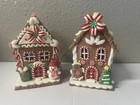 Raz Imports 5 5in Lighted Gingerbread House Set Of 2 Clay Dough Christmas New