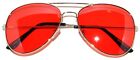 Aviator Style Red Lens Men Women Sunglasses Silver Metal Frame Shades Uvb Uva