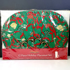Vtg Holiday Time 12 Piece Christmas Placemat Set Napkins Napkin Rings Set 4 Nip