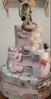 Handmade Girls Pink gray Baby Diaper Cake Little Star Gift baby Shower new Baby