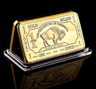 1 Troy Oz 24k 100 Mils  999 Gold Layered Buffalo Bar In Protective Capsule Bu