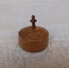 Gorgeous Vintage Hand Turned Wooden Lidded Trinket Box With Finial Handle