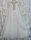 Vtg S M Bridal Snow White Dbl Sheer Chiffon Peignoir Robe Nightgown Rhinestones