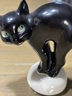 Vintage 1950   s Goebel Black Cat Porcelain Figurine W  Removable Wood Tail