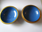Vintage Chinese Red Cinnabar Cloisonne Trinket Box Lidded Jar Blue Enamel 3 5 