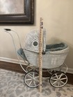 Antique Victorian White Wicker Baby Doll Buggy carriage Stroller 33   