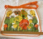 1970   s Groovy Mushroom Terry Cloth Apron       condition  Orange Trim Green Yellow