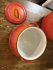Rare Vintage  1950s Descoware Orange Flame Bean Pot 5 Quart