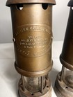 Pair Vtg Brass British Coal Mining Company Coal Miners Lamp   Wales U k 