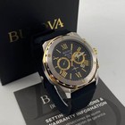 Bulova 98b277 Men s Marine Star Quartz Watch Black Dial Silicone Strap 44 Mm