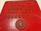 Grinnell Automatic Sprinkler Fire Dept  Connection Sign Old Vintage