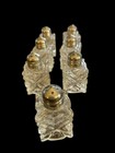 Vintage Cut Glass Salt   Pepper Shakers Mini Square Clear Glass Set Of 7
