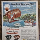 1958 Shakespeare Wondercast Fishing Reels Original 8 x11  Print Ad