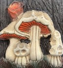 Set Of Two Vintage 1970s Mushroom Plaque Hanger Wall Decor Art