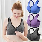Women Zipper Stretch Sports Bra Yoga Running Gym Padded Fitness Workout Top Tank