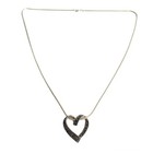 Marcasite Heart Necklace Sterling Silver Vintage Open Pendant Antiqued 925 24 