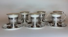 Set Of 6 Gorham Sterling Silver Demitasse Cup Holders Saucers With Lenox Liners 