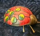 Vintage 1999 Stained Glass Lady Bug Lamp Night Light Tin Chi 