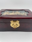 Chinese Jewelry Box Glass Top Carved Cork Shadow Diorama Scene San You 1980  Ad6