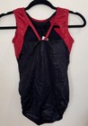 Gk Elite Gymnastics Leotard Adult Medium Am Black Red Rhinestone Strappy Back