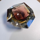 Vintage Murano Flavio Poli Sommerso Faceted Amber Glass Ashtray Bowl Mandruzzato