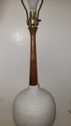 Mid-century Danish Modern Large Tall Ceramic And Wood Table Lamp