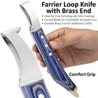 Farrier Hoof Knife Set 2pc Loop Knife Brass End Blue Wood Handle Horse Goat Cow