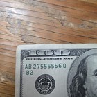 Us Federal Reserve Note  100 Dollar Bill Fancy Serial Number Lucky 5s 5 In A Row